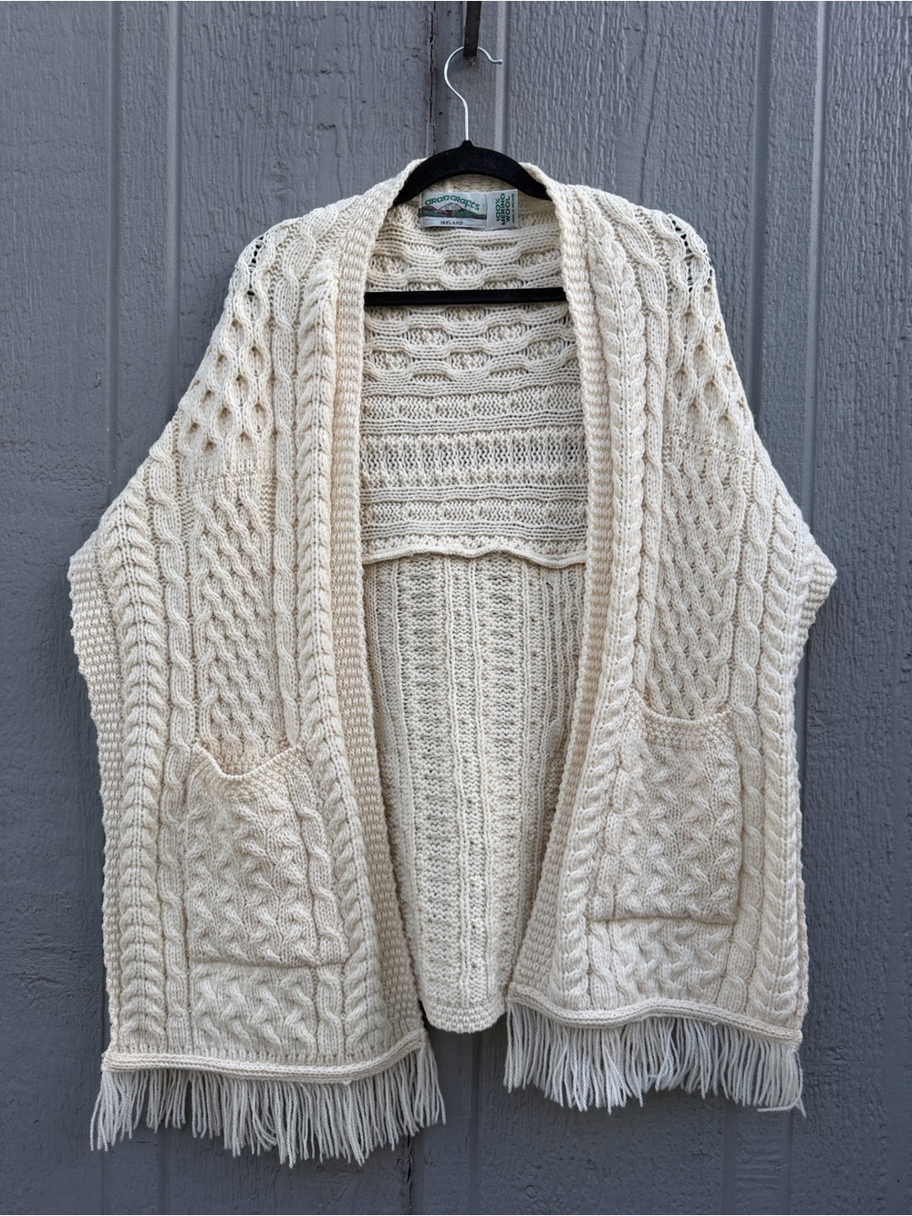 Aran Craft Cream Cable-Knit Poncho O/S